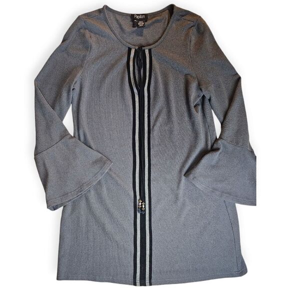 Papillon Cozy Grey Bell Sleeve Dress - Picture 2 of 8